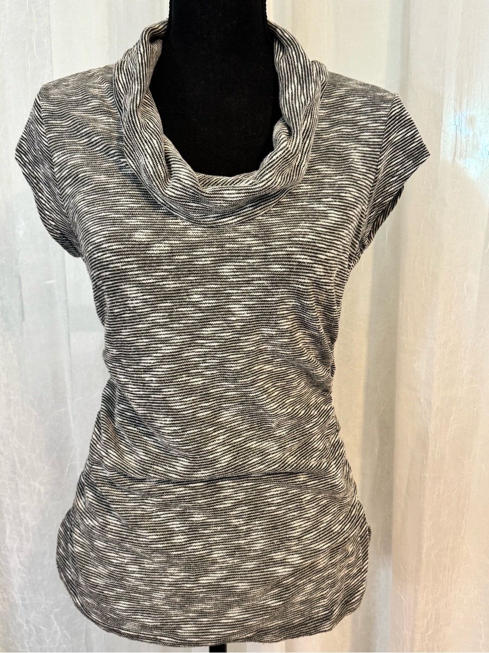 By & By Women’s Black and White Striped Cowl Neck Top